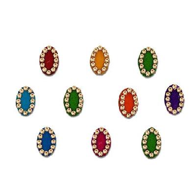 Comet Busters Black and Maroon Round Velvet Bindis (8 mm) (BIN993)
