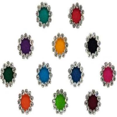 Comet Busters Red Tilak Velvet Bindis With Stone (20 mm) (BIN1399)