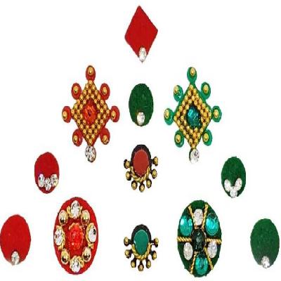 Comet Busters Round Maroon Velvet Bindi With Silver Stone (8 mm) (BIN450)