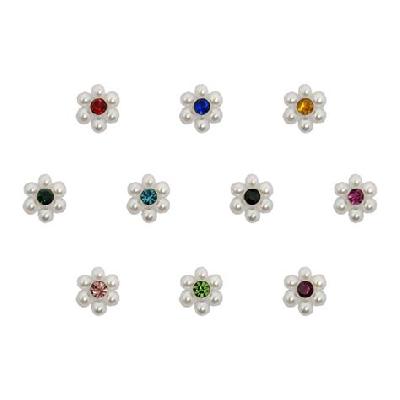 Comet Busters Small Pearl Bindis With Colored Border (BIN478)