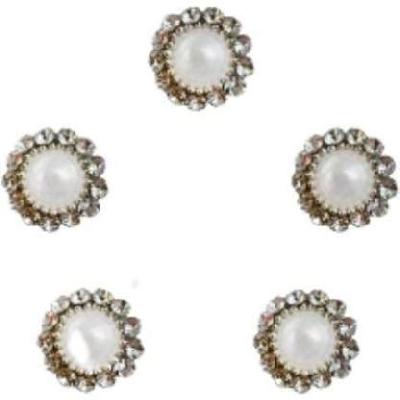 Comet Busters Small Pearl Bindis With Silver Border (4 mm) (BIN481)
