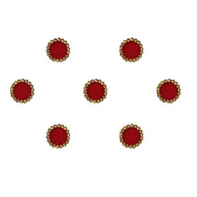 Comet Butsers Round Red Velvet Bindis With Silver Stone(bin962)