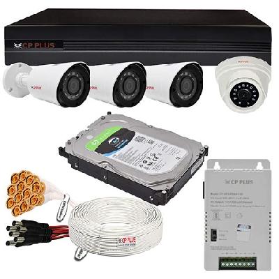 Cp Plus Full Setup Hd 1mp Cameras Combo Kit 4ch Hd Dvr 4 Bullet Cameras 1tb Hard Disc Wire Roll