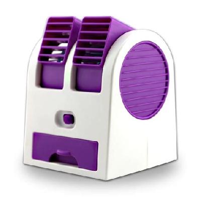 VelVeeta Adjustable Angles Dual Air Outlet Electric Desktop Portable Mini Cooler Fan with USB Socket