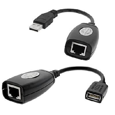 USB Male to RJ45   USB Female USB Over Cat5 5e 6 Extension RJ45 - Up to 150ft Length