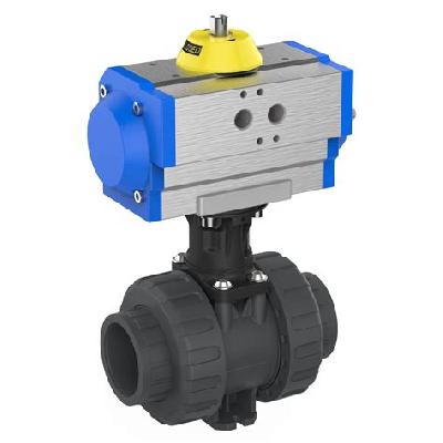 UPVC Union Type Ball Valves With Pneumatic Actuator (2way Or 3 Way)