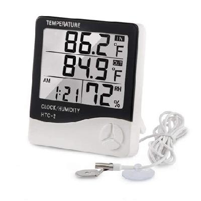 HTC-2 Digital Indoor Cum Outdoor Thermo-hygrometer with Temperature Humidity Meter Tester and Clock