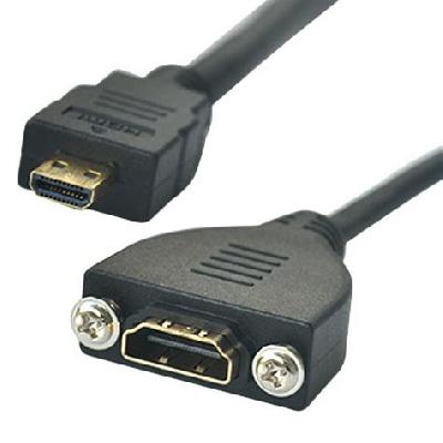 Screw Type HDMI Male To Female Panel Mount Cable