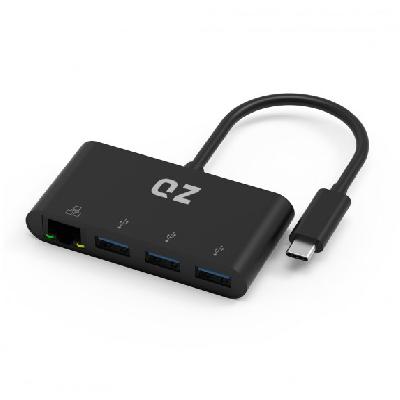 QZ USB 3.1 Type C Hub with Ethernet LAN RJ45 Gigabit Converter Adapter