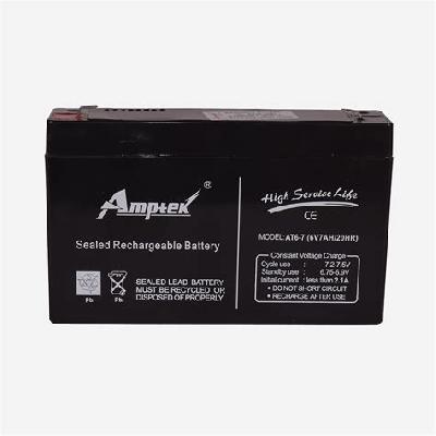6 Volt, 7 AH AMPTEK Rechargeable SLA Battery