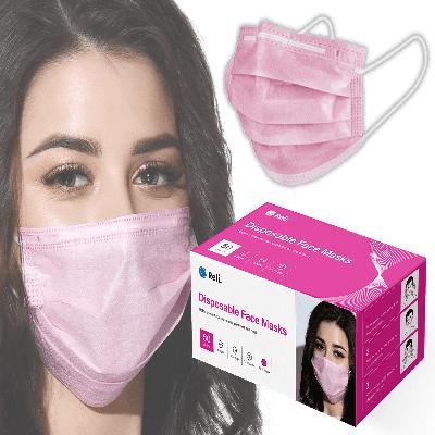 3 Ply Non Woven Light Pink Face Mask