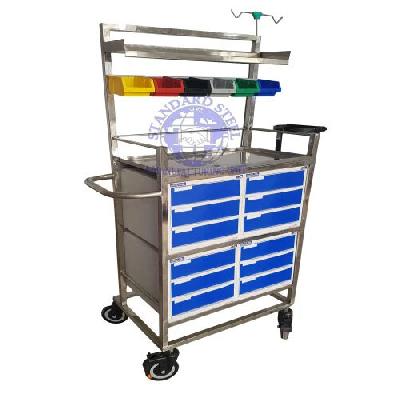 SV0025 Hospital Stainless Steel Crash Cart Trolley