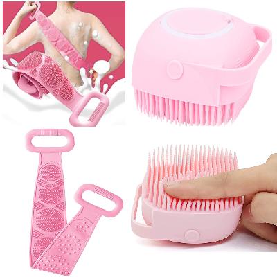 Silicone Double Side Bathing Brush Body Back Scrubber Belt For Shower