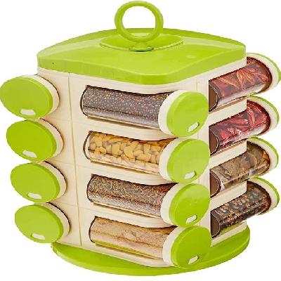 D0069_Multipurpose Revolving Plastic Spice Rack Set (16pcs)