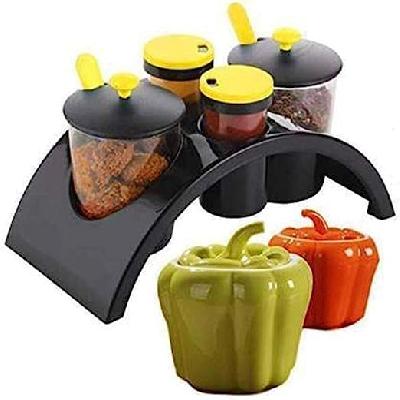 D0163_Multipurpose Pickle Jar Set (Multicolour, 4 Pcs)