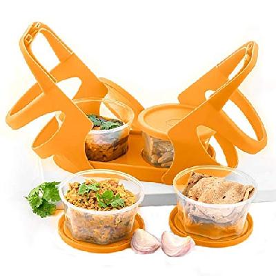 D0170_Lunch Box (200 Ml Each Container) With Attractive Stand - 4 Pcs