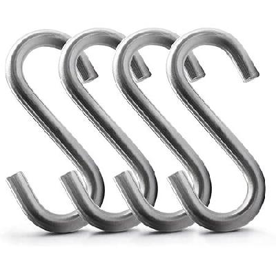 D0232_heavy Duty S-Shaped Stainless Steel Hanging Hooks - 5 Pcs