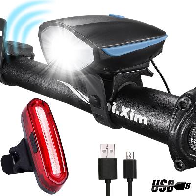 D1562 Rechargeable Bicycle LED Bright Light with Horn Speaker