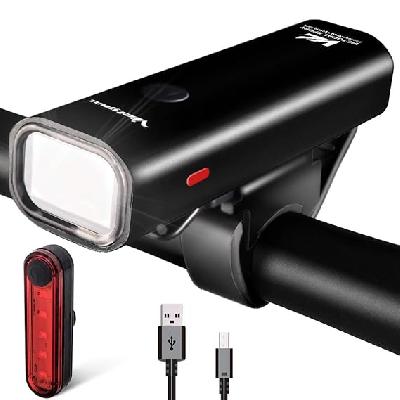 D1637 USB Rechargeable Bicycle Light Set 400 Lumen Super Bright Headlight Front Lights