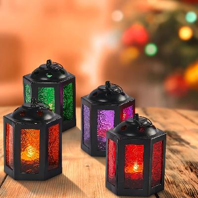 D6014 Lantern Shape Decorative LED Lamp Set of 24pcs