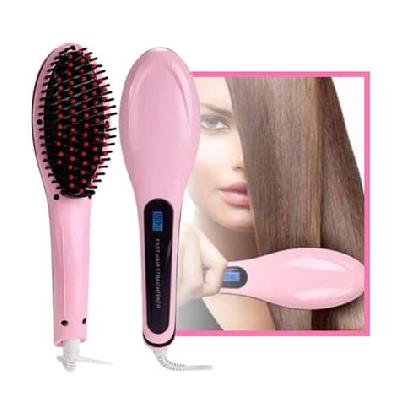 Fast Hair Straightener HQT-906 Fast Hair Straightener Brush HQT-906 Hair Straightener  (Pink)