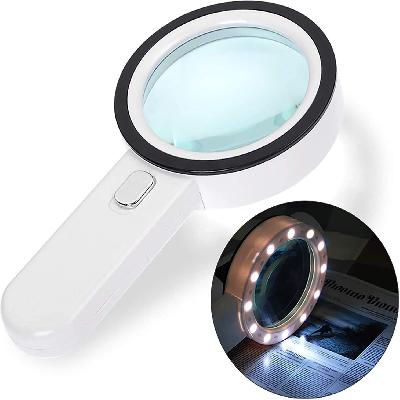 40x Close Examination Magnifying Glass Lens With 2 LEDs, Carry Pouch,19 Mm, Hand Held Type