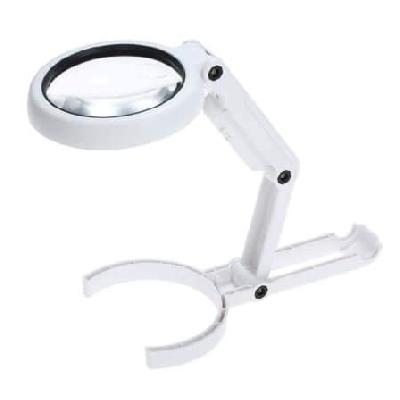 8 LED Dual-Circuit Hand-Held Cum Desktop Folding Magnifier (3.5X  10X 90mm 20mm)