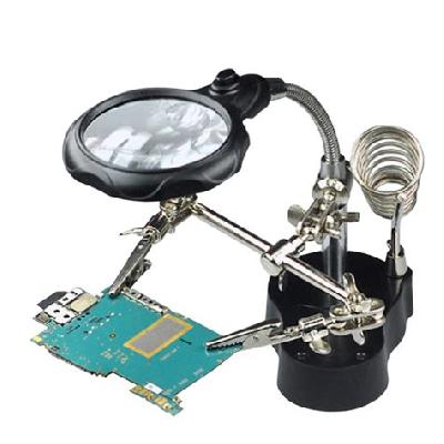 Helping Hand - PCB Soldering Magnifying Glass with Dual Mode 6 LED Lamp