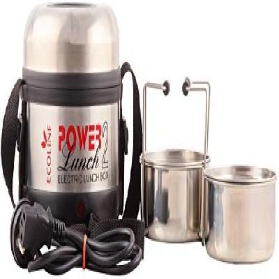 Power Lunch Q2 Fabric Electric Lunch Box (Black, Capacity 800ml, 2 Containers 400ml)