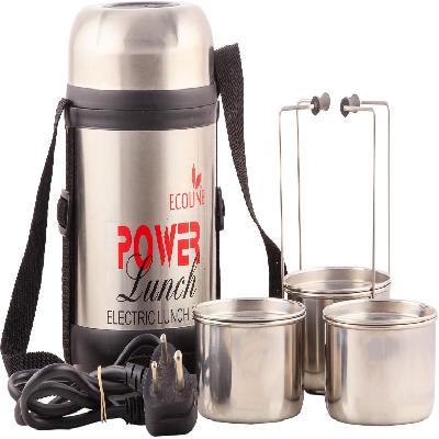 Stainless Steel Electric Lunch Box (Ecoline Q4 Black, Capacity 1400ml)