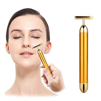 24K Gold Energy Beauty Bar Electric Vibration Facial Massage Roller