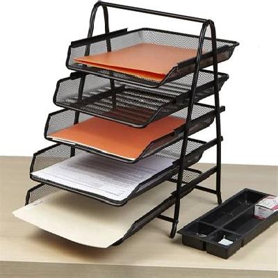 3 Layer Metal Mash File Rack Document Holder Tray