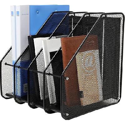 4 Compartments Metal Mesh File Rack Holder