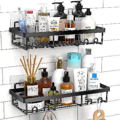 Bathroom Storage Holder Aluminum Shower Caddy Shelf With Sticker