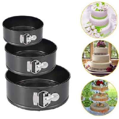 Black 3 Pieces Round Aluminium Cake Mould