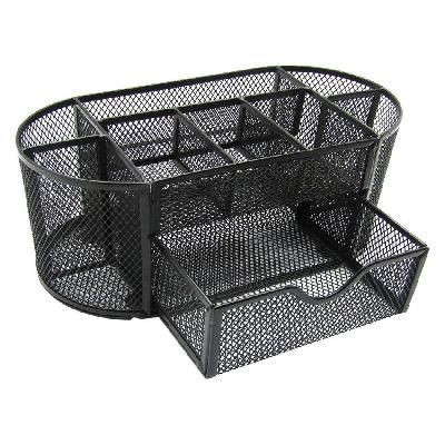 Metal Mesh Desk Organizer With 8 Compartments 1 Drawer