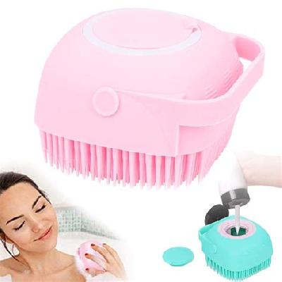 Silicone Body Bath Brush, Silicone Soft Cleaning Brush Shampoo Dispenser