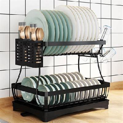 Stainless Steel 2 Layer Kitchen Dish Storage Rack