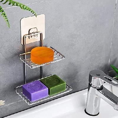 Stainless Steel Soap Dish with Magic Sticker For Bathroom Accessories
