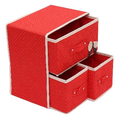 2 Layer 3 Drawer (MultiColor) -Foldable 2 Layer 3 Drawers Fabric Storage Box