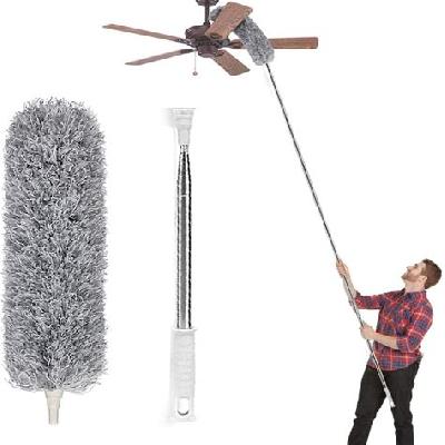 Microfiber Duster for Cleaning with Extension Pole(Stainless Steel), Extra Long 100 inches
