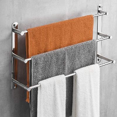 Stainless Steel Wall Mounted Self Adhesive Bathroom Towel Rail Utensil Rack Kitchen Hanger Hooks