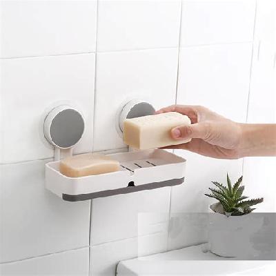 Wall Mounted Self-Adhesive Plastic Soap Dish, Holder, Tray, Box for Bathroom