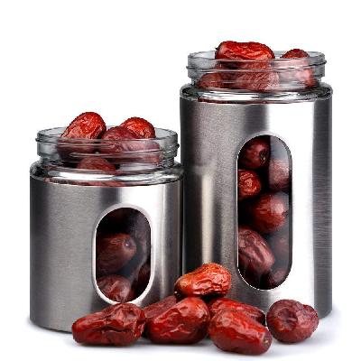 500 ML Stainless Steel Plated Glass Kitchen Canister