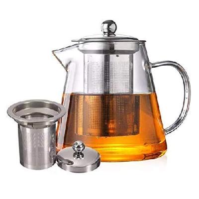 550ml Glass Tea Kettle Heat Resistant Tea Pot With Stainless Steel Infuser Strainer