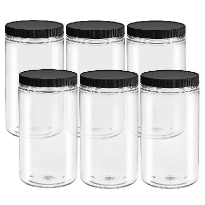 750ml Round Shape Glass Jar Storage Container With Black Lid