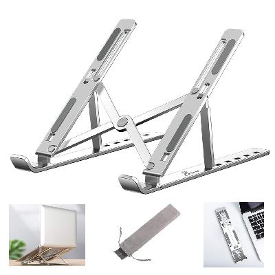 Adjustable Computer Stand Ergonomic Portable Tablet Stand Foldable Compatible with MacBook (Silver)