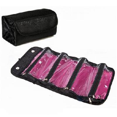Cosmetic Make Up Jewelry Toiletry Roll-N-Go Roll Up Fold-Able Travel Bag Pouch Organizer