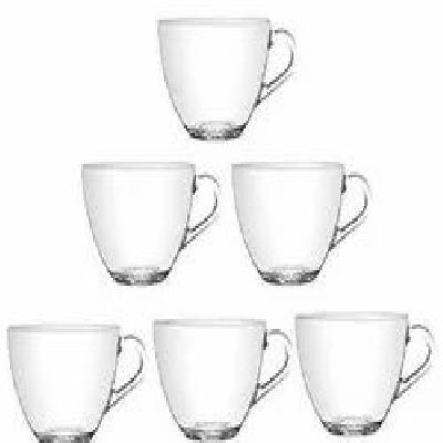 Crystal Clear Solid Glass Tea Cup Set 180 ml - Pack of 6