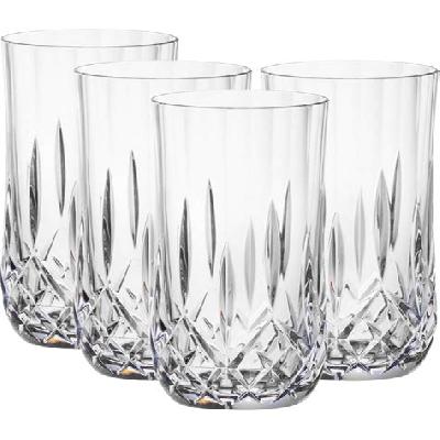 Crystal Cut Water Milk Glasses Set of 6 - 270 ml Transparent Long Glass Highball Glasses